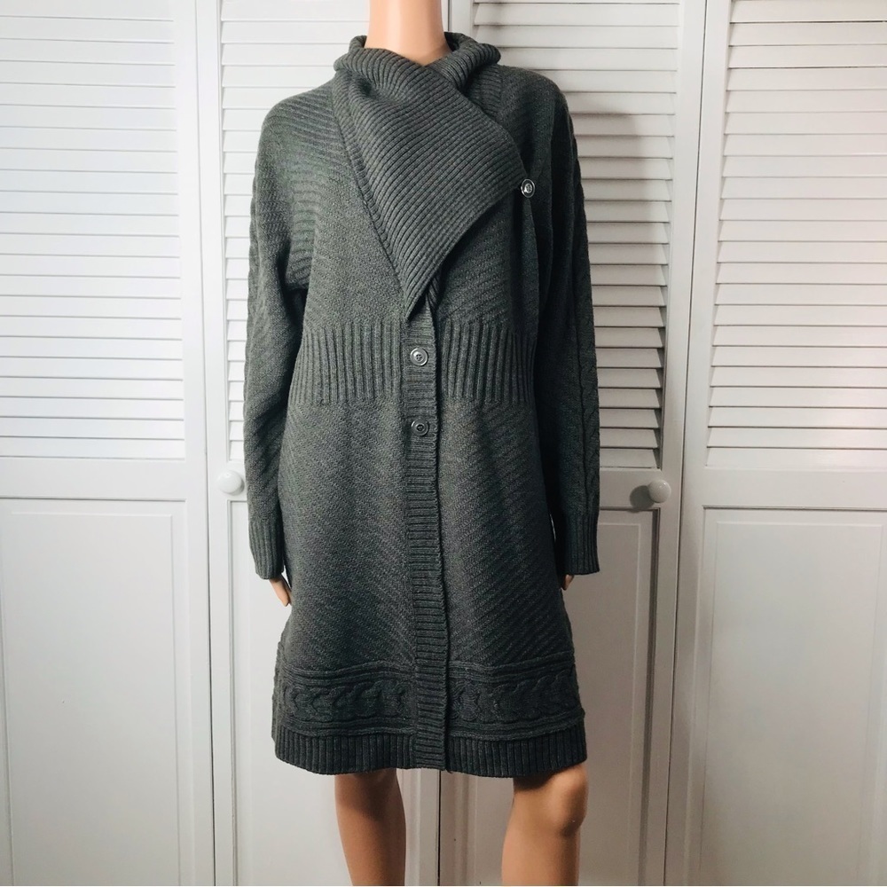 ANTTHONY Dark Gray Long Knit Cardigan Sweater Size Large
